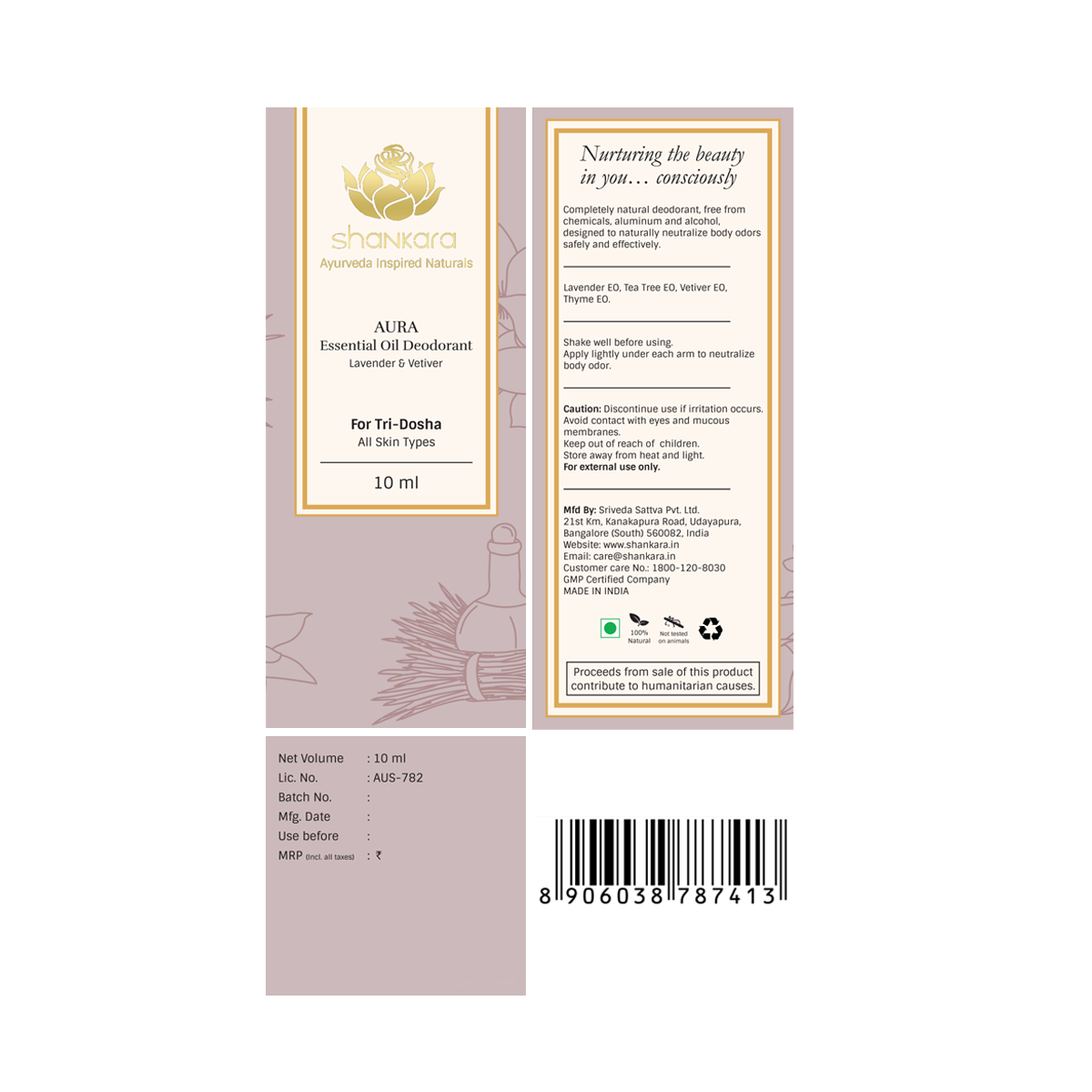 Aura Essential Oil Deodorant - Lavender & Vetiver