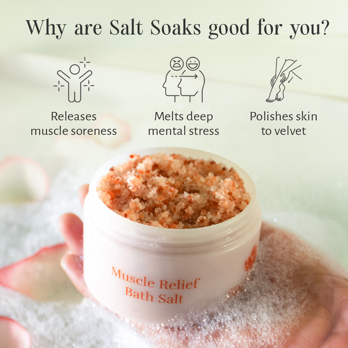 Jar of Muscle Relief Bath Salt with benefits