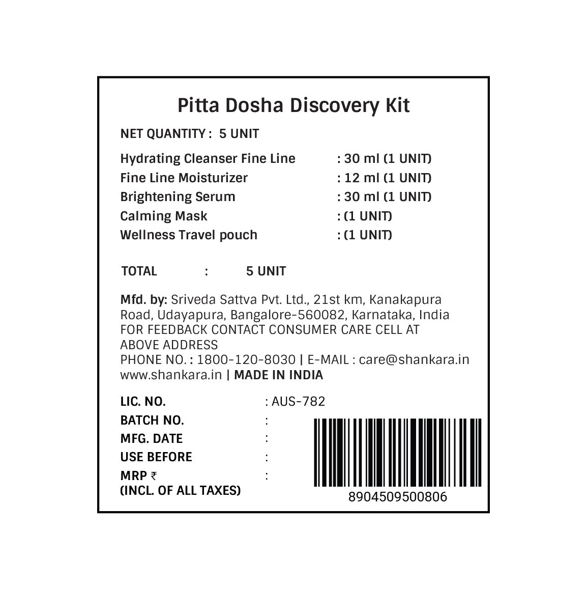 Pitta Dosha Discovery Kit