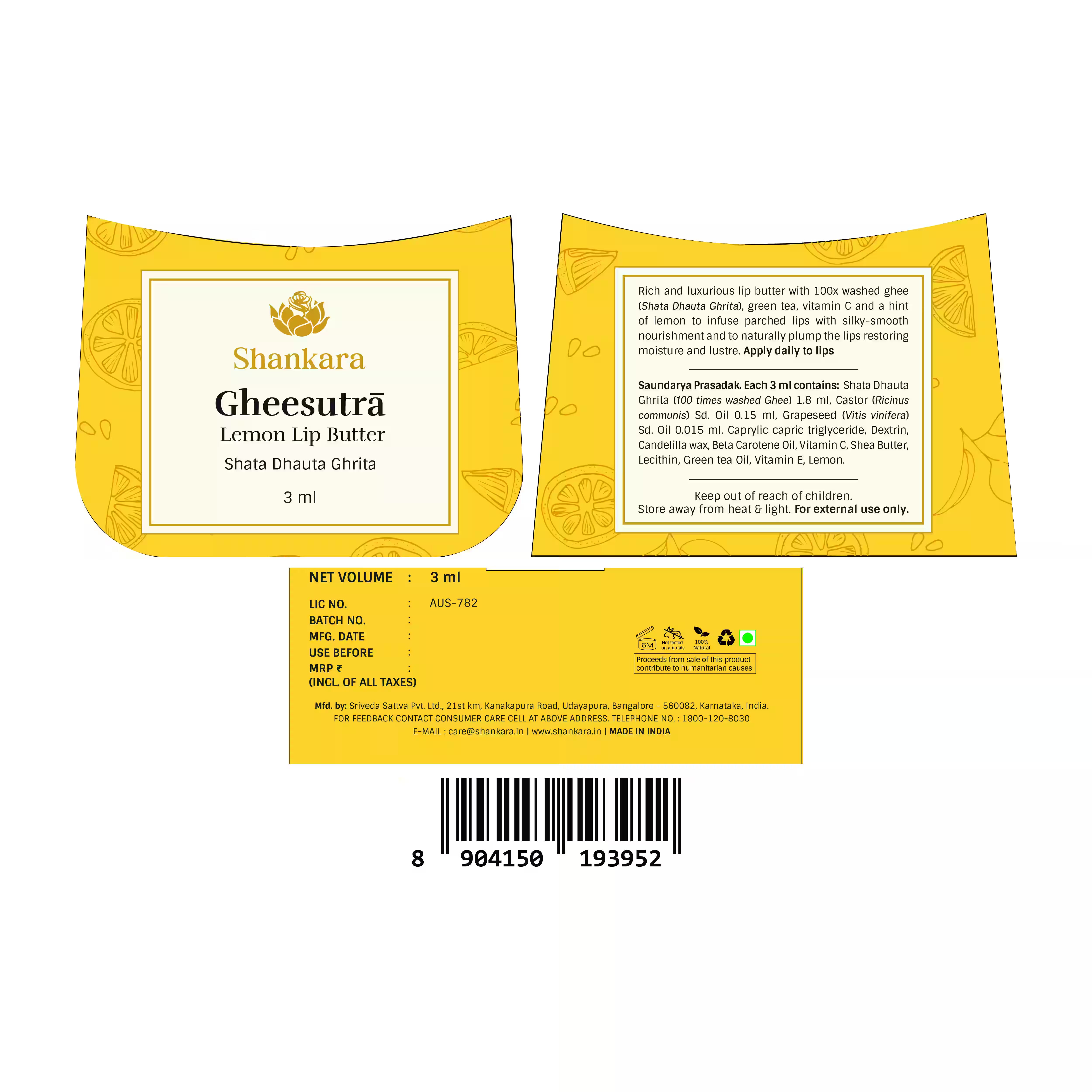 Gheesutrā Lemon Lip Butter